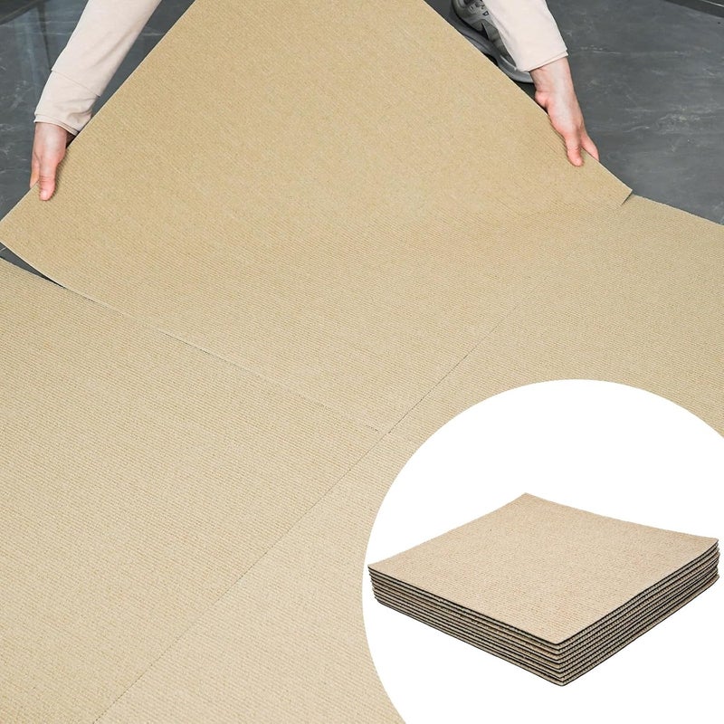 WAPANE Carpet Tiles - Peel & Stick, 24' x 24' Squares, Soft Padded, Self-Adhesive, 10PC Tiles/Box, 40Sq Ft, Khaki - Image 1